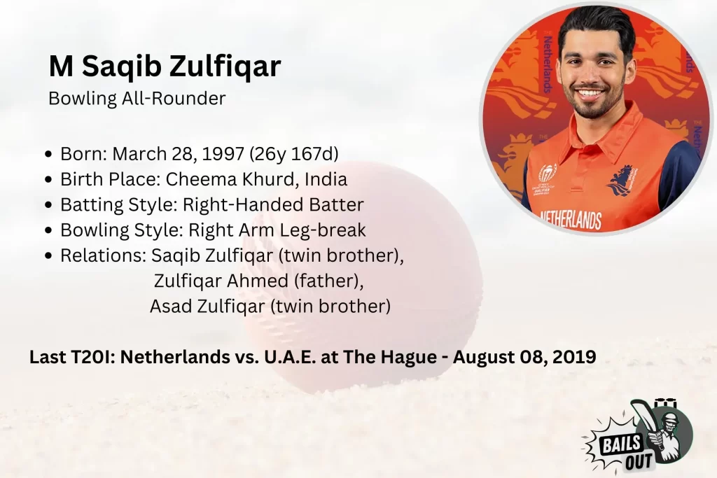 Saqib Zulfiqar from the Netherlands Cricket ODI team