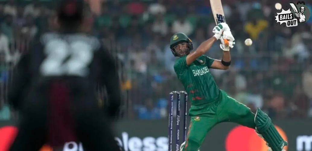 Mahmudullah at the end of Bangladesh's innings